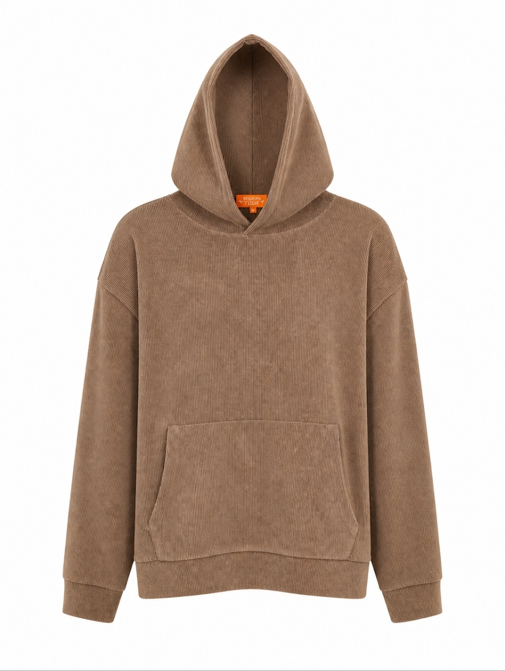 Negative Space Men's Brown Corduroy Chenille Pullover Hoodie Sz L Casual Lounge